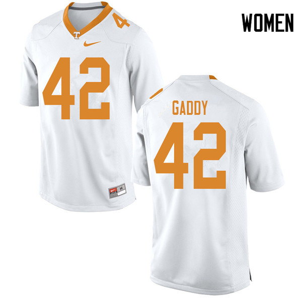 Women #42 Nyles Gaddy Tennessee Volunteers College Football Jerseys Sale-White - Click Image to Close